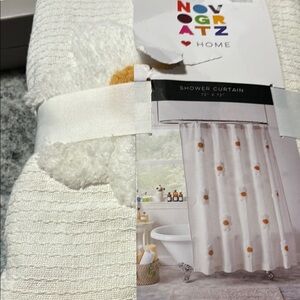 Novogratz Floral Thicker Heavy Duty Cotton Shower Curtain Raised Detail Bathroom